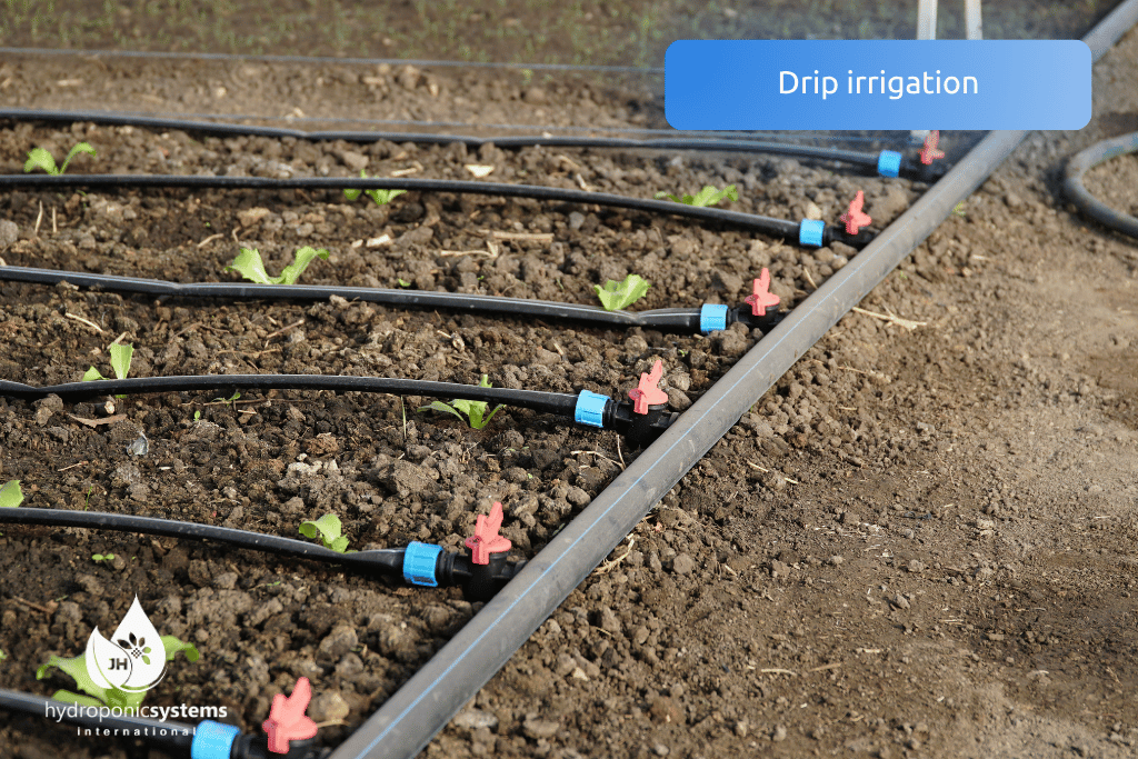 Drip irrigation system for hydroponic crop production